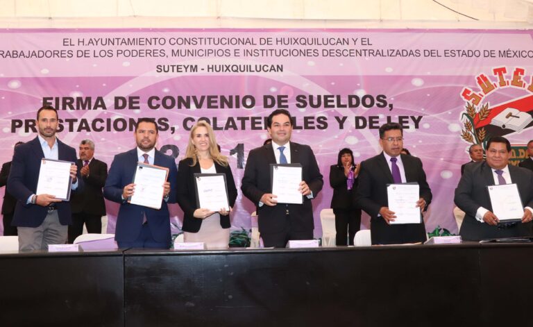 Gobierno de Huixquilucan  acordó un incremento de salario, entre otras prestaciones a trabajadores suteymistas