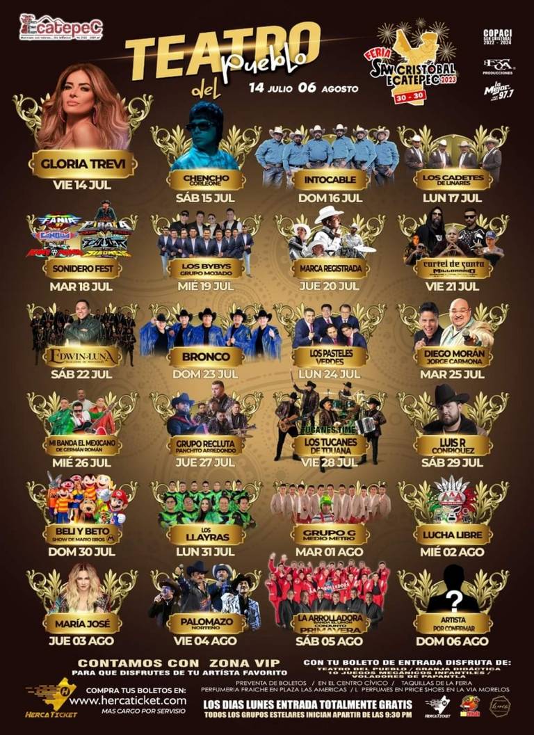 cartel completo Feria de San Cristóbal Ecatepec 2023