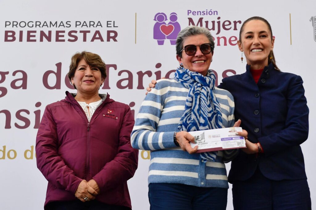 Arrancan la Presidenta Claudia Sheinbaum y la Gobernadora Delfina Gómez la entrega de pensiones del bienestar a mujeres y Adultos Mayores