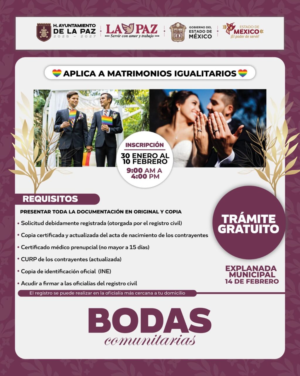 bodas en el municipio de la Paz